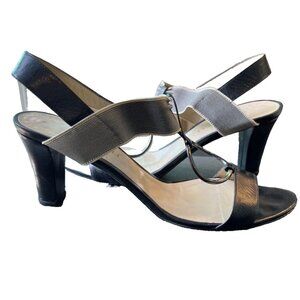 Bruno Magli Women’s Strappy Slingback Sandals Black Sz 10 40 Leather Heel Shoes